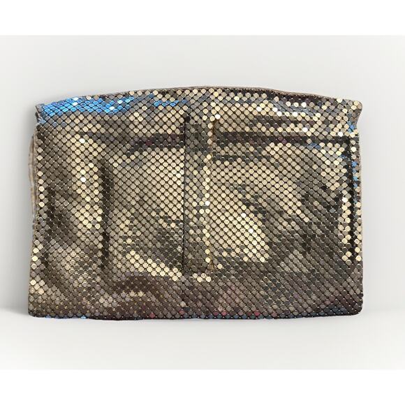 Vintage Gold Mesh Clutch Whiting And Davis Zip Top Evening Bag Hand Held 6.5" - Picture 2 of 6